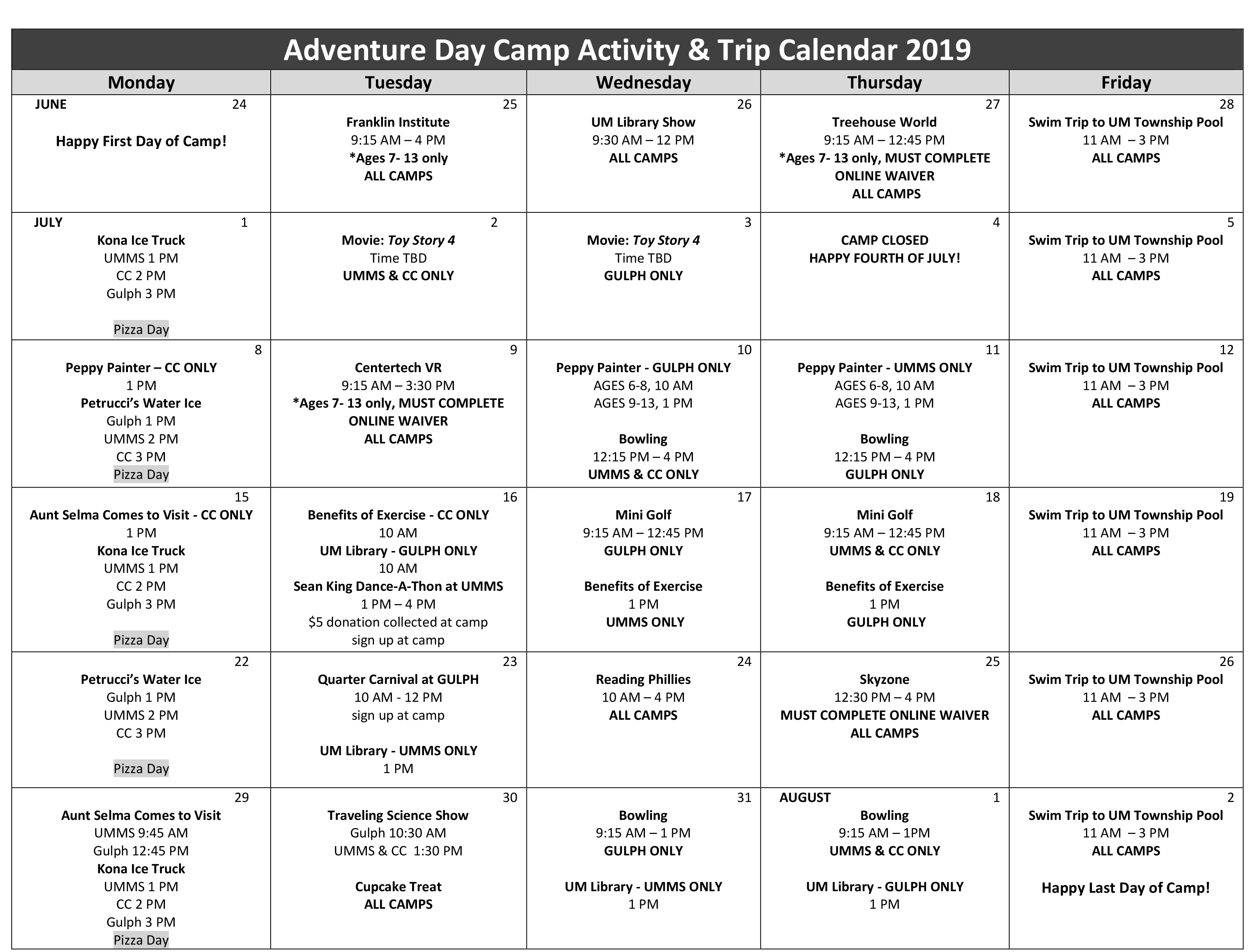 Adventure Day Camp (ADC) – Upper Merion Township