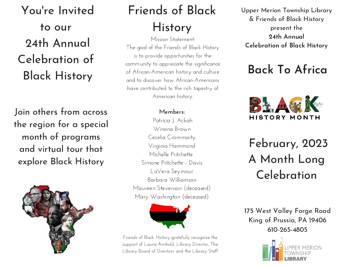 2023 Black history TRIFOLD brochure – Upper Merion Township