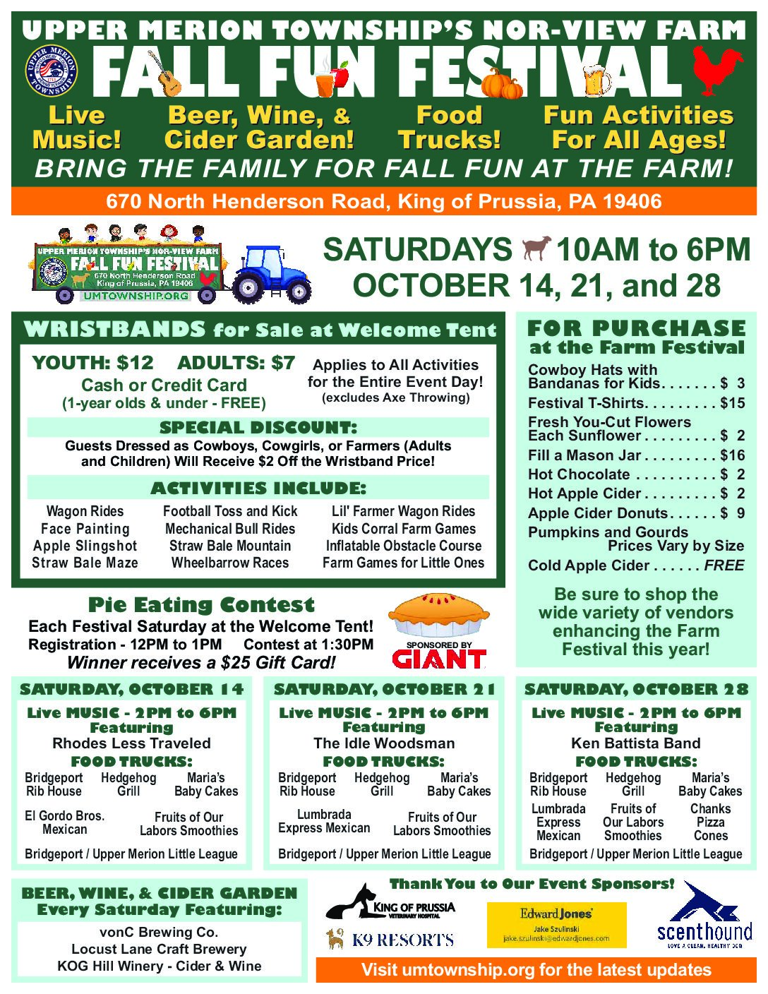 Nor-View Farm Fall Fun Fest FLYER 2023 – V7 – Upper Merion Township