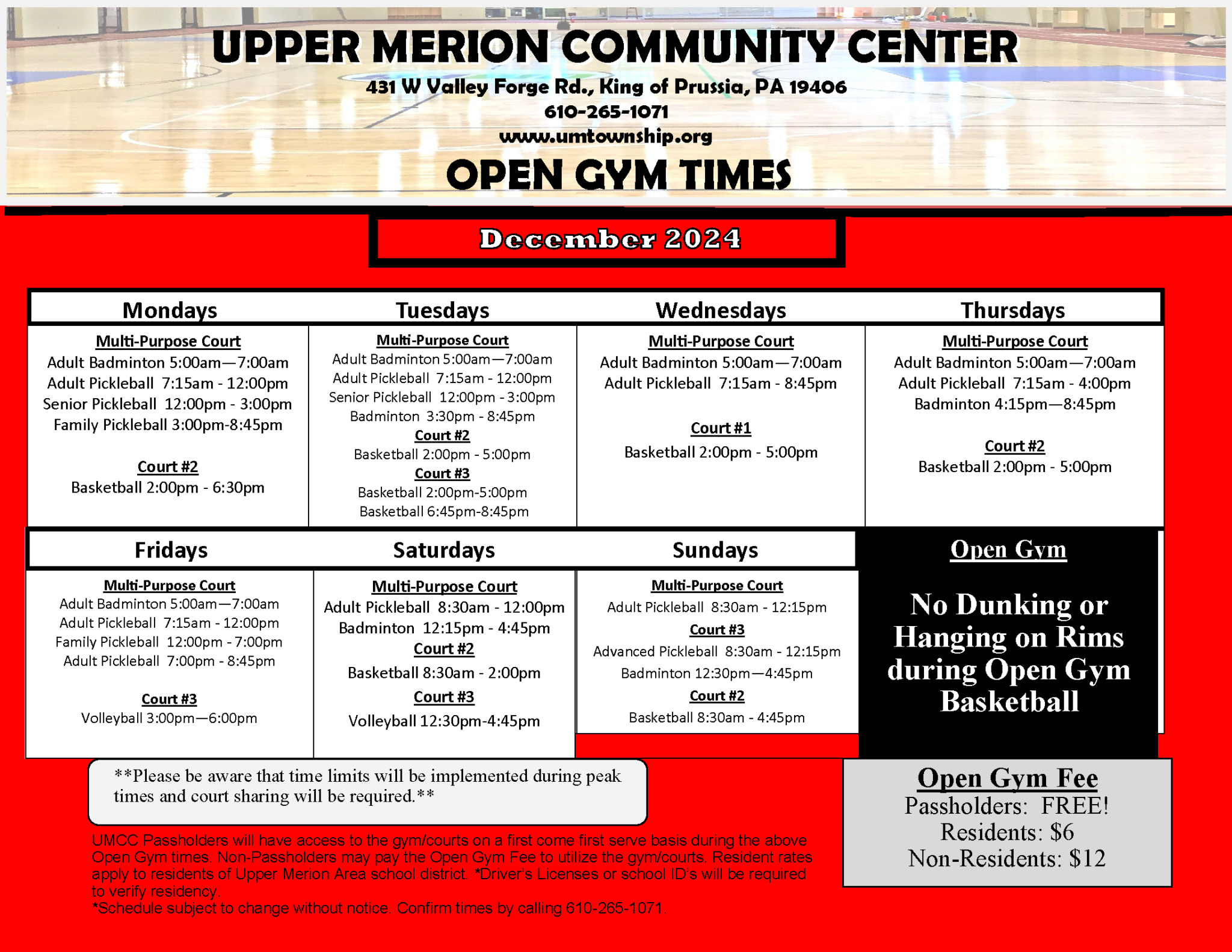 Open Gym Schedule December 2024_Page_1 Upper Merion Township